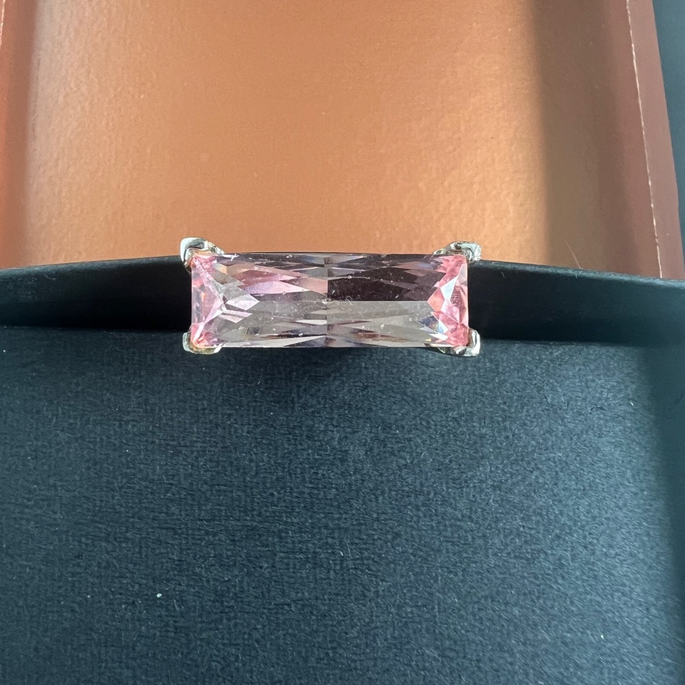 Pink Faux Crystal Silver Ring